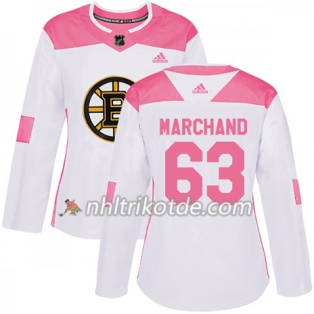 Boston Bruins Trikot Brad Marchand 63 Adidas 2017-2018 Weiß Pink Fashion Authentic - Dame